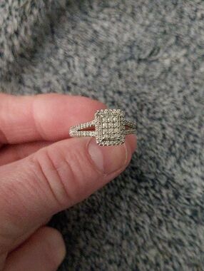 Sterling Silver D'joy 925  With Diamond Cluster Ring W/halo